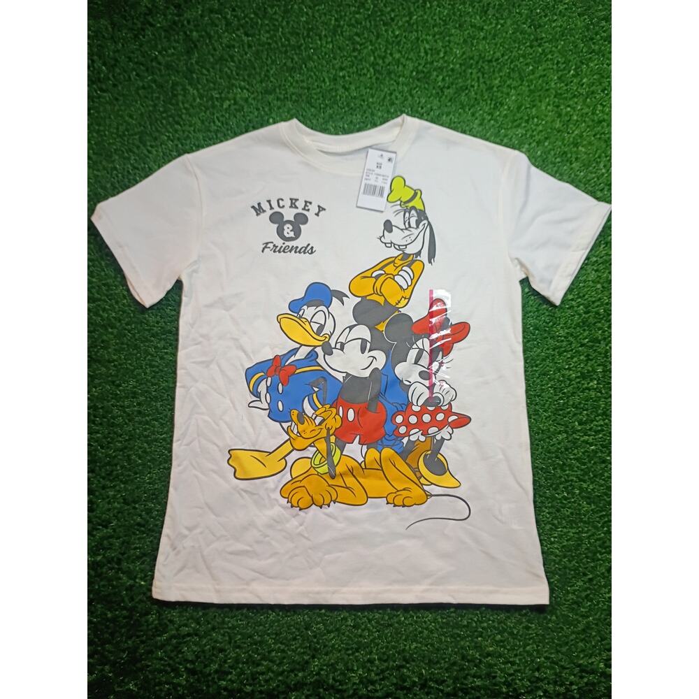 New Mickey Mouse & Friends Graphic White Cotton Tee XS - Picture 1 of 8
